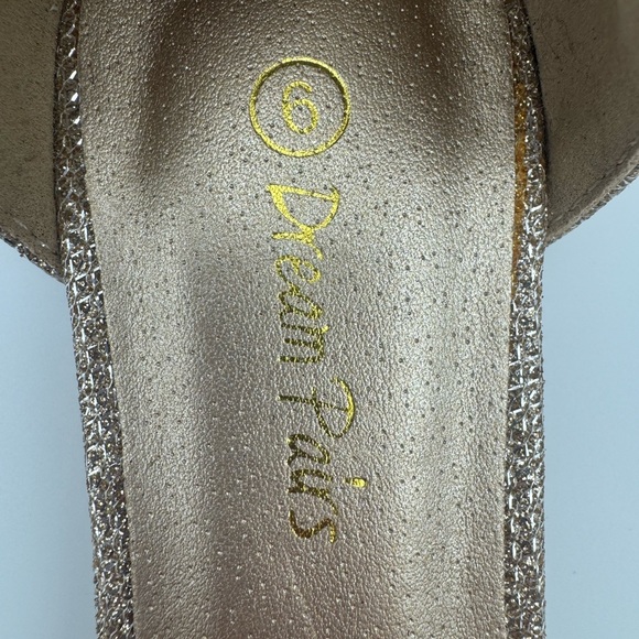 *NWT* DREAM PAIRS Gold Glitter D'Orsay Pointed Ballet Flats w/ Ankle Strap - Picture 5 of 6
